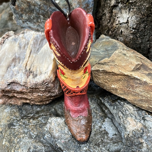 Gottschalks Western Cowboy Boot Figurine Ornament - The Spur Spins! Handpainted - Picture 5 of 8